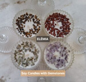 Астросвічки з соєвим воском та напівдорогоцінними натуральними каменями - бренд ELÉMIA